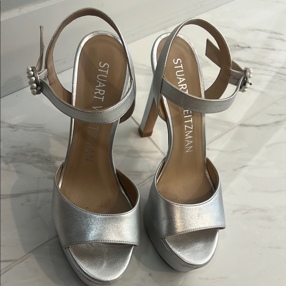 Stuart Weitzman Metallic Silver Heels